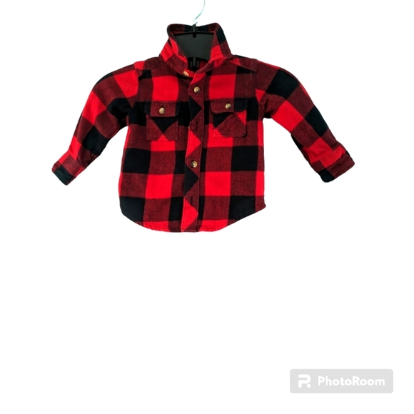 Old Navy Long Sleeve Plaid Shirt. 12-18 months. Red and Black. - Picture 1 of 7
